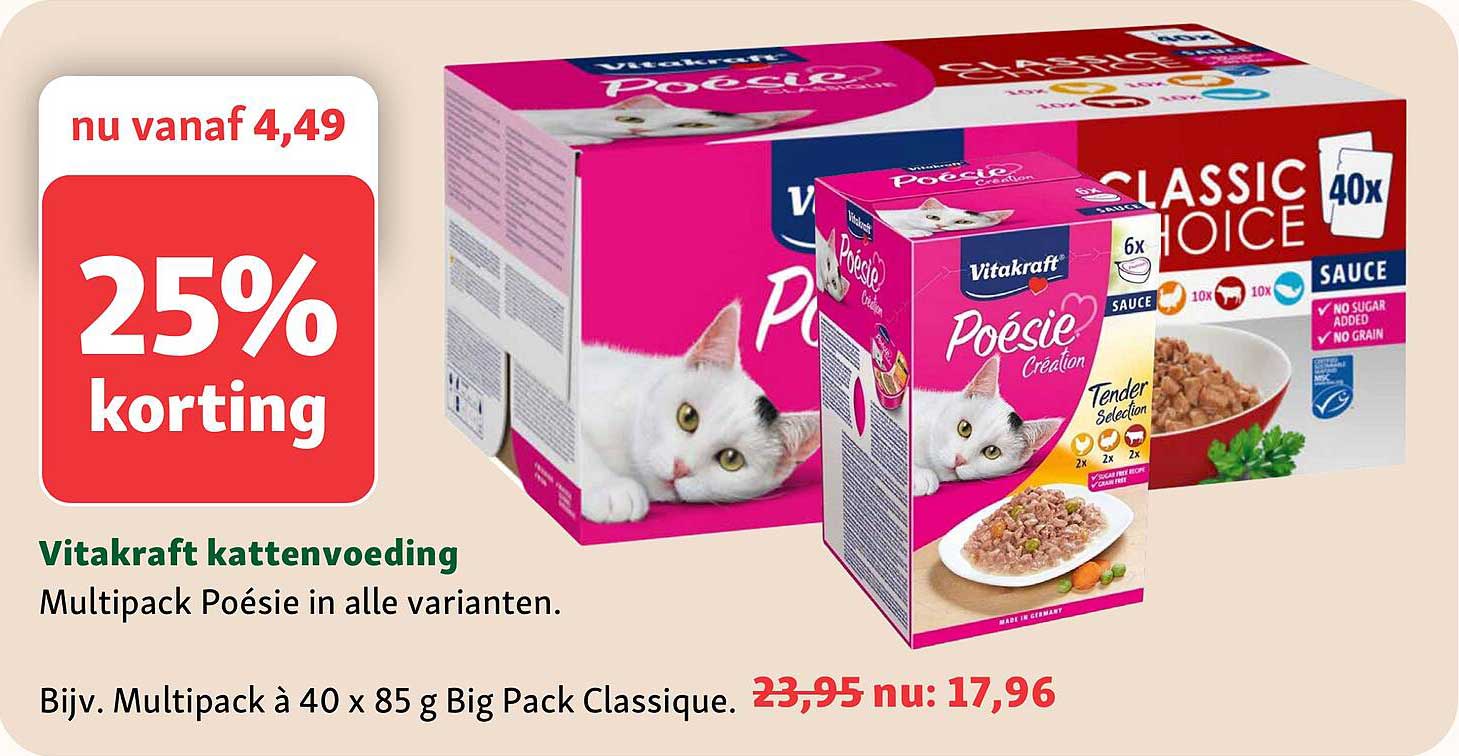 Vitakraft kattenvoeding Multipack Poésie in alle varianten 25% korting