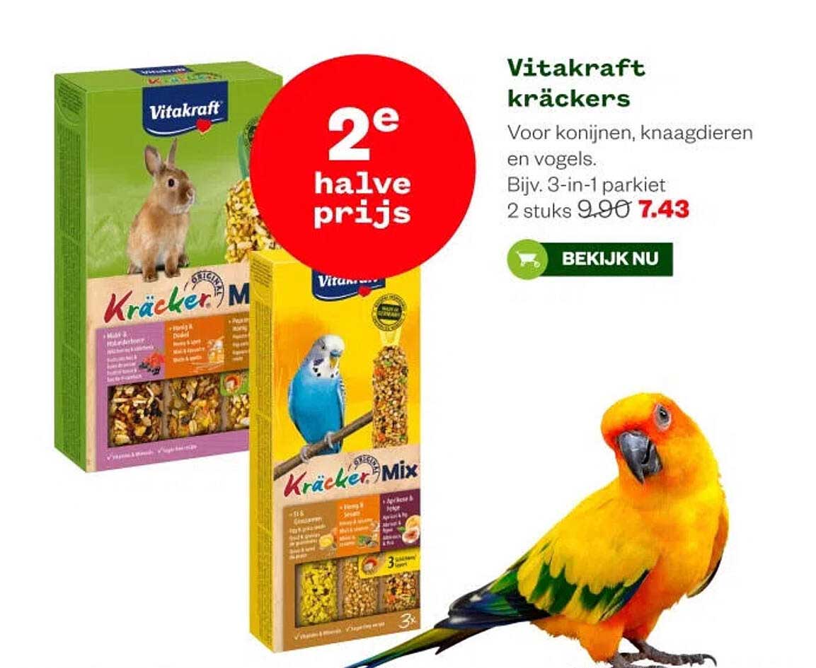 Vitakraft kräckers 2e halve prijs