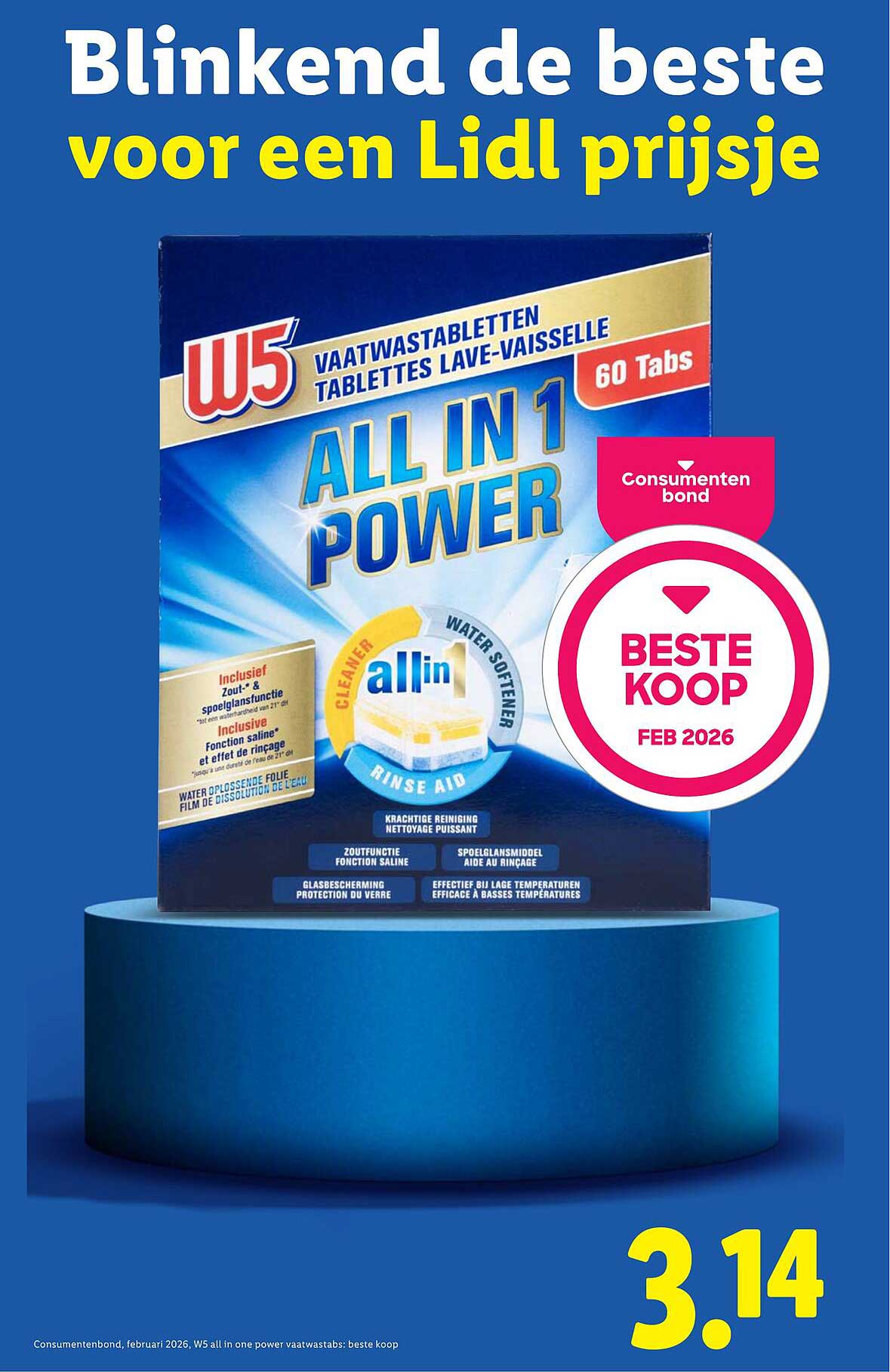 W5 All in 1 Power vaatwastabletten 60 Tabs