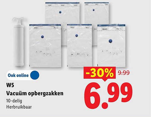W5 Vacuüm opberzakken 10-delig Herbruikbaar -30%