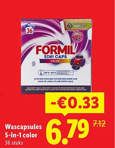 Wascapsules 5-in-1 color 36 stuks