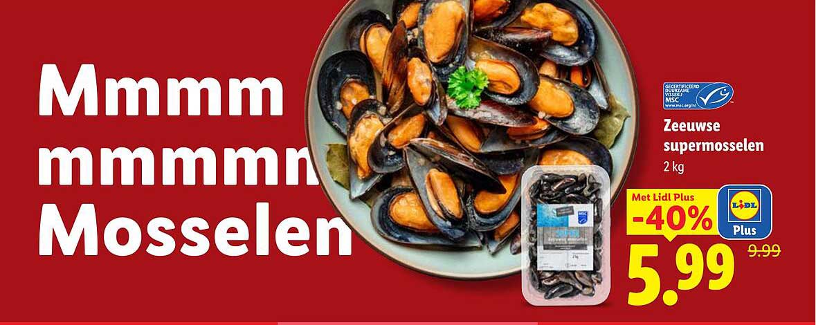 Zeeuwse supermosselen 2 kg -40%