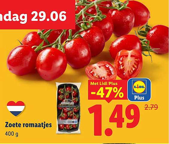 Zoete tomaatjes 400 g Met Lidl Plus -47%
