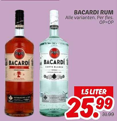 BACARDI RUM Alle varianten. Per fles.