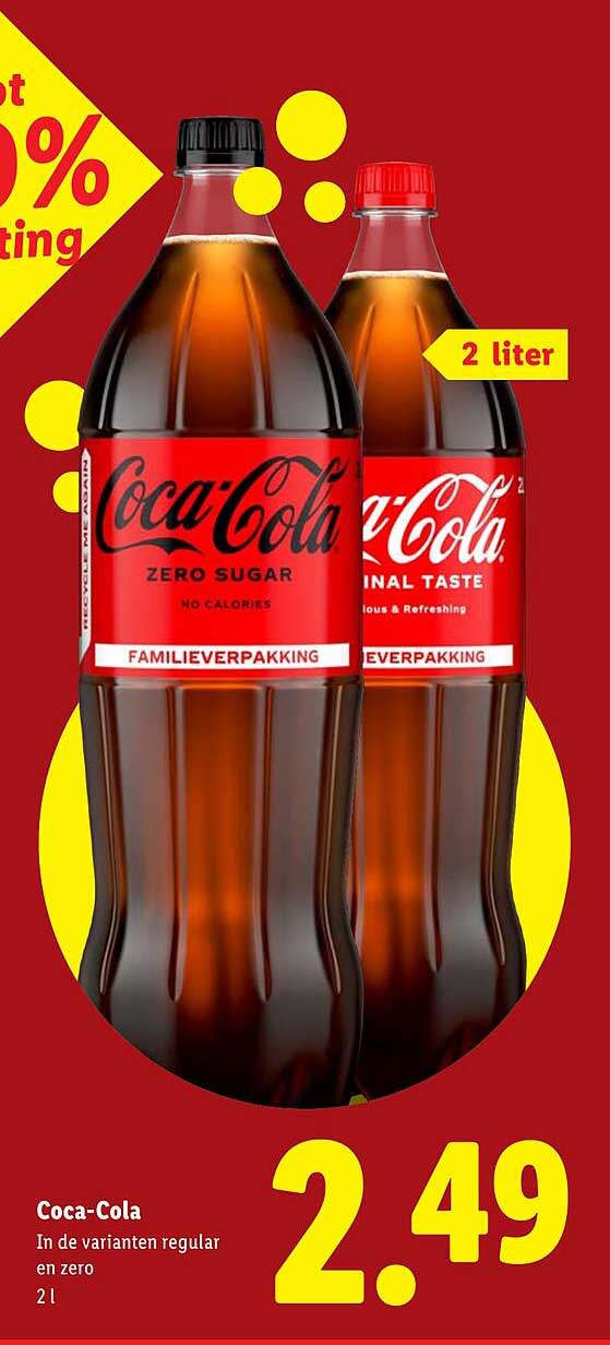 Coca-Cola in de varianten regular en zero 2 l