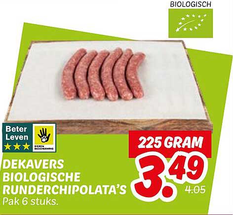 DEKAVERS BIOLOGISCHE RUNDCHIPOLATA’S Pak 6 stuks