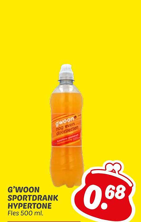 G'woon Sportdrank Hypertone Fles 500 ml.