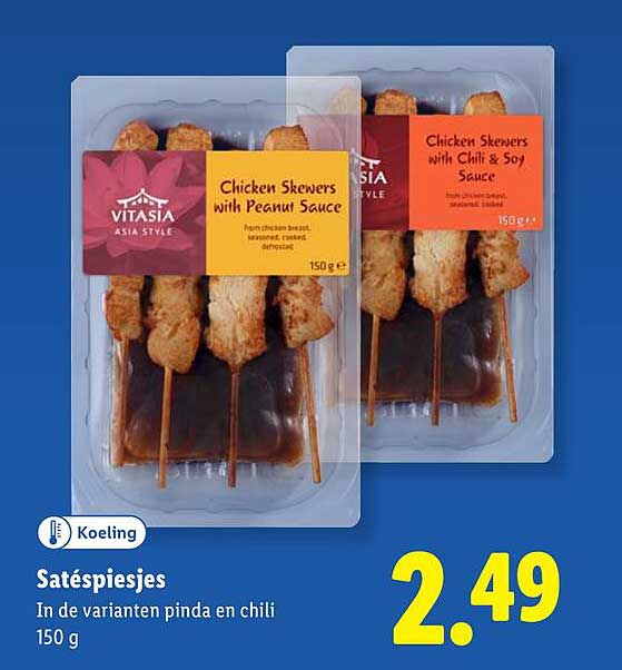 Satéspiesjes In de varianten pinda en chili 150 g
