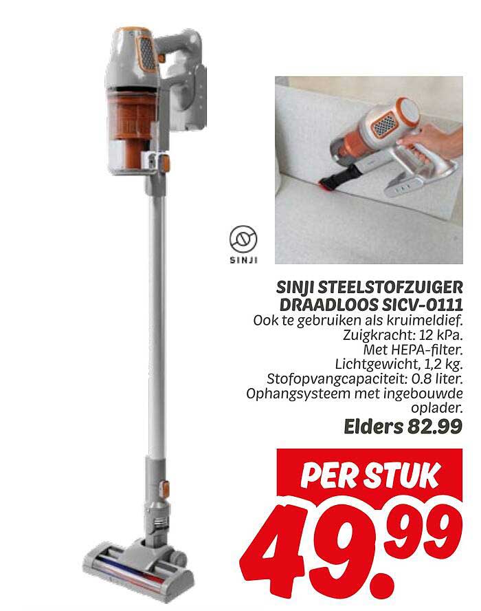 SINJI STEELSTOFZUIGER DRAADLOOS SICV-0111