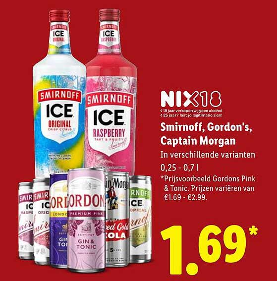 Smirnoff, Gordon's, Captain Morgan