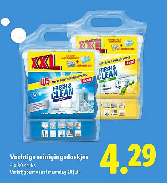 Vochtige reinigingsdoekjes 4 x 80 stuks