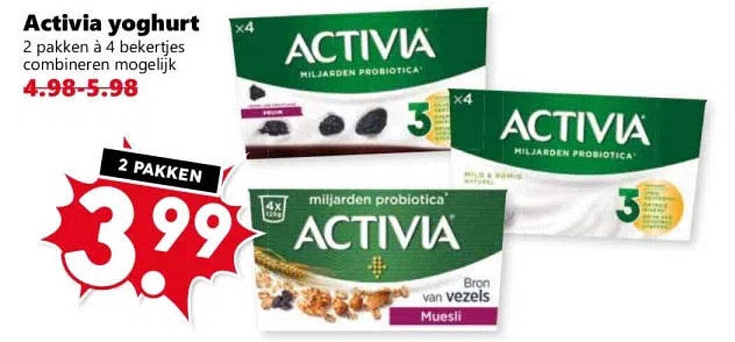 Activia yoghurt 2 pakken à 4 bekertjes combineren mogelijk