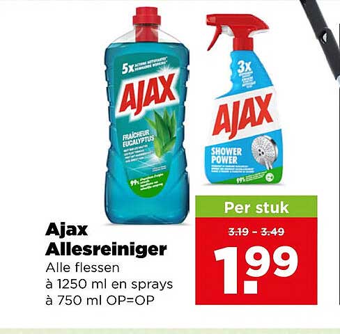 Ajax Allesreiniger Alle flessen à 1250 ml en sprays à 750 ml OP=OP