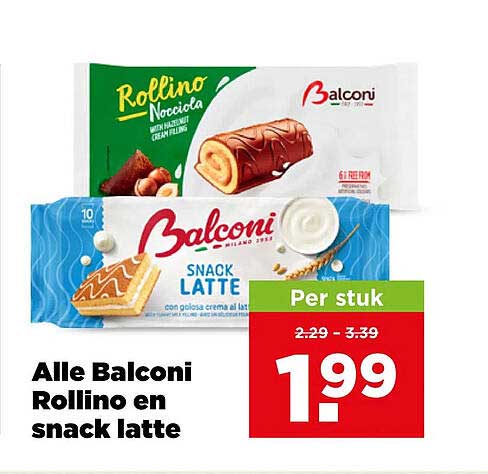 Alle Balconi Rollino en snack latte