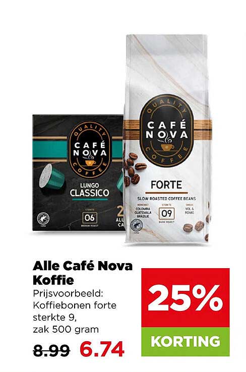 Alle Café Nova Koffie 25% KORTING