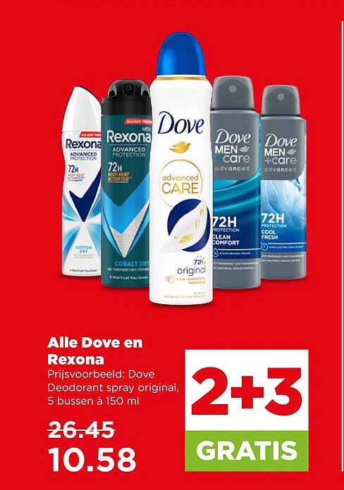 Alle Dove en Rexona 2+3 GRATIS