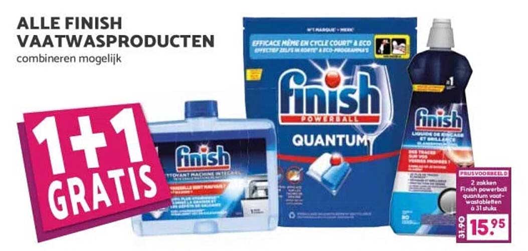 ALLE FINISH VAATWASPRODUCTEN combineren mogelijk 1+1 GRATIS