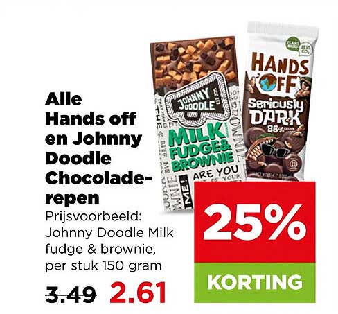 Alle Hands off en Johnny Doodle chocolade-repen