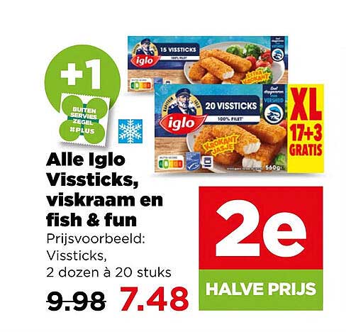 Alle Iglo Vissticks, viskraam en fish & fun 2e halve prijs