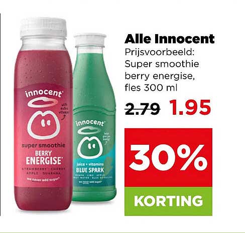 Alle Innocent Prijsvoorbeeld: Super smoothie berry energise, fles 300 ml 30% KORTING