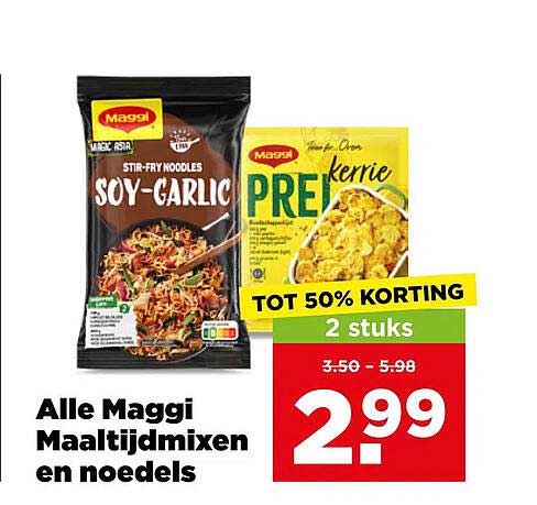 Alle Maggi Maaltijdmixen en noedels TOT 50% KORTING 2 stuks