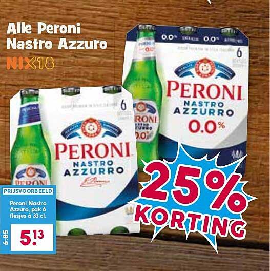 Alle Peroni Nastro Azzurro Mix 18 25% korting