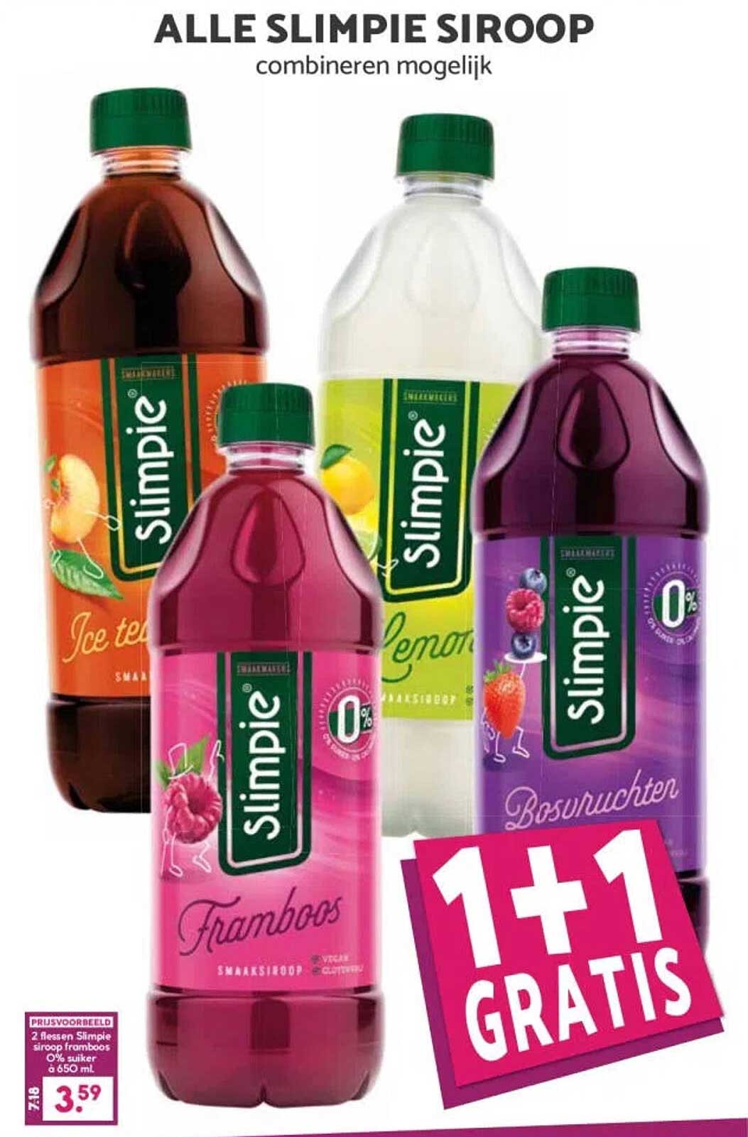 Alle Slimpie siroop combineren mogelijk 1+1 GRATIS