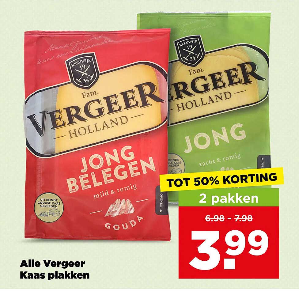 Alle Vergeer Kaas plakken TOT 50% KORTING 2 pakken