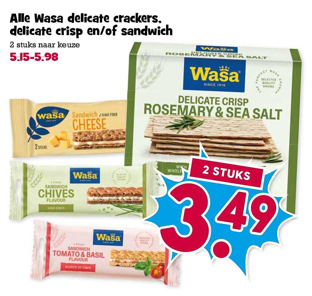 Alle Wasa delicate crackers, delicate crisp en/of sandwich