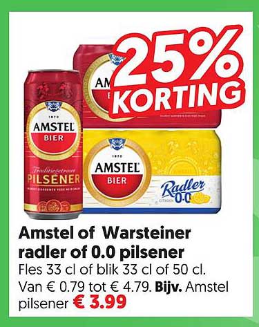 Amstel of Warsteiner radler of 0.0 pilsener