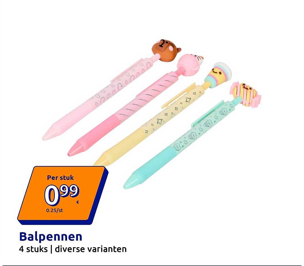 Balpennen 4 stuks | diverse varianten
