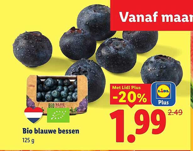 Bio blauwe bessen 125 g -20% Met Lidl Plus