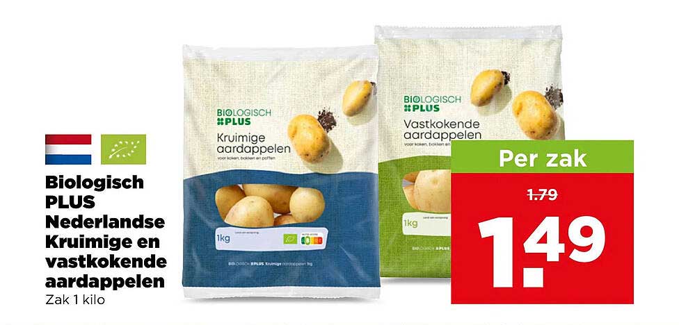 Biologisch PLUS Nederlandse Kruimige en vastkokende aardappelen