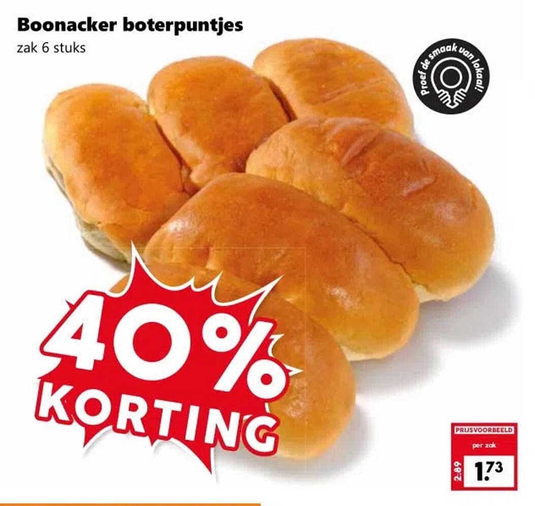 Boonacker boterpuntjes zak 6 stuks 40% korting