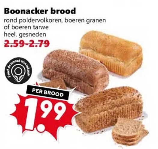 Boonacker brood rond poldervolkoren, boeren granen of boeren tarwe heel, gesneden