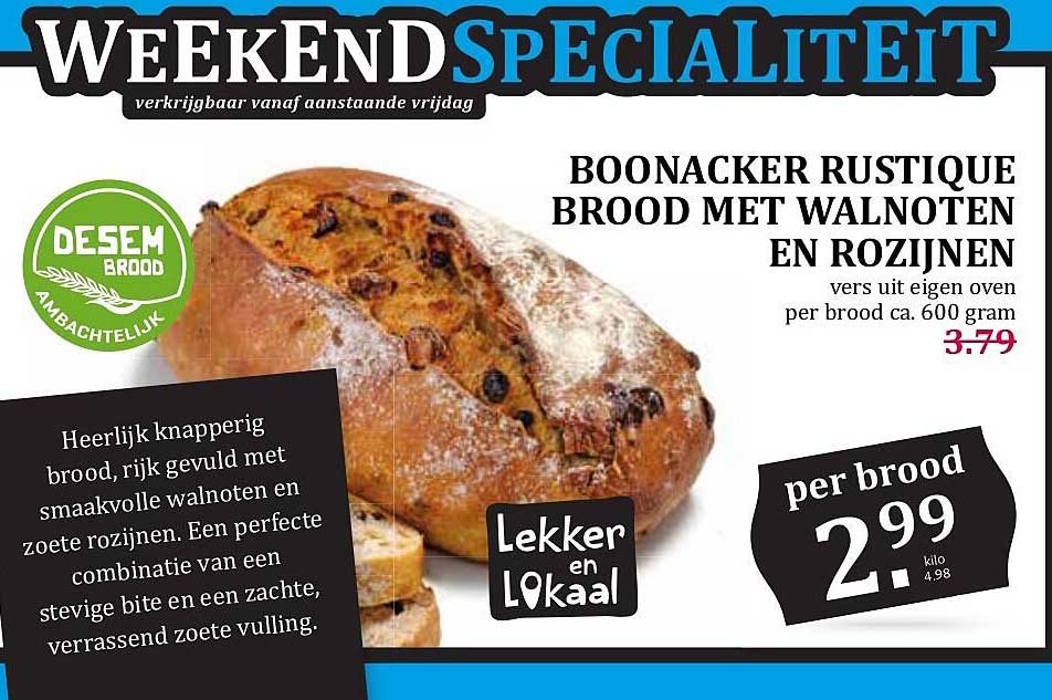 BOONACKER RUSTIQUE BROOD MET WALNOTEN EN ROZIJNEN