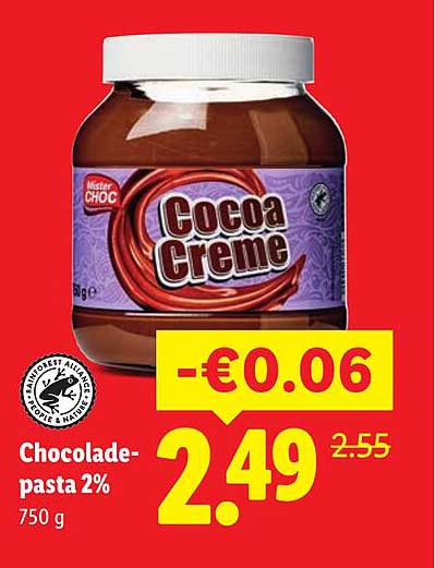 Chocolade-pasta 2% 750 g