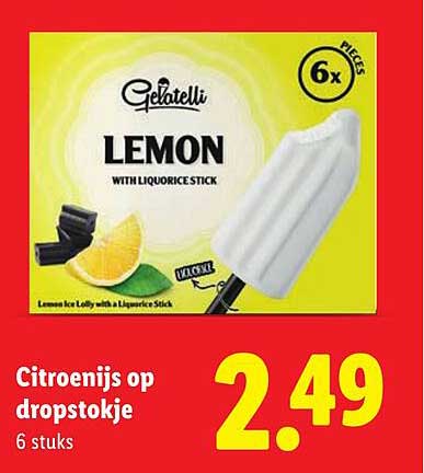 Citroenis op dropstokje 6 stuks