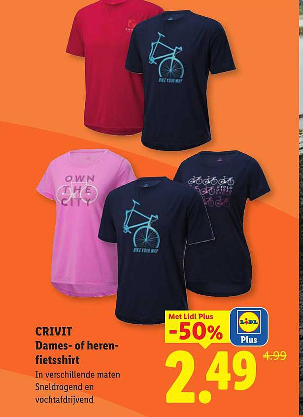 CRIVIT Dames- of heren-fietsshirt Met Lidl Plus -50%