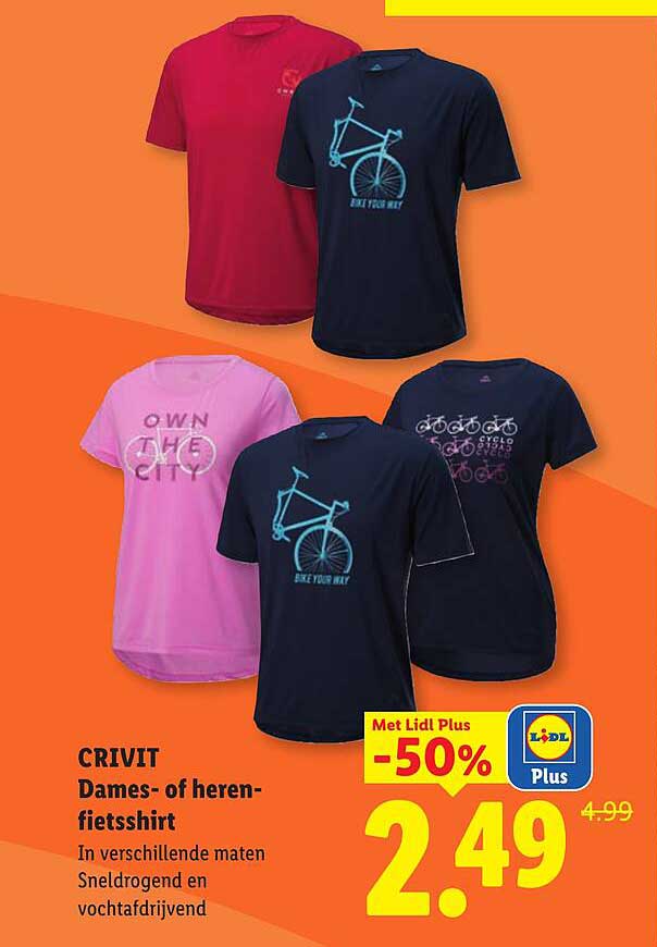CRIVIT Dames- of heren-fietsshirt Met Lidl Plus -50%