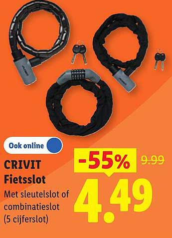 CRIVIT Fietsslot Met sleutelslot of combinatieslot (5 cijfers) -55%