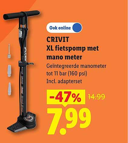 CRIVIT XL fietspomp met manometer