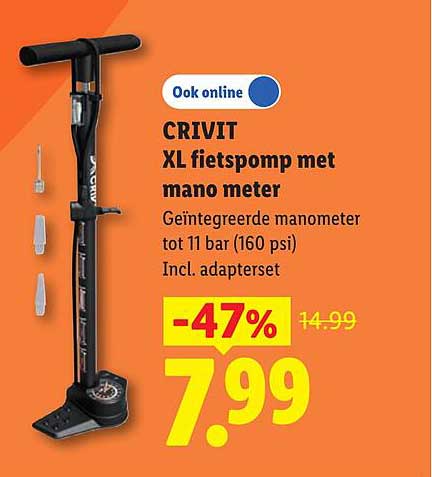 CRIVIT XL fietspomp met manometer