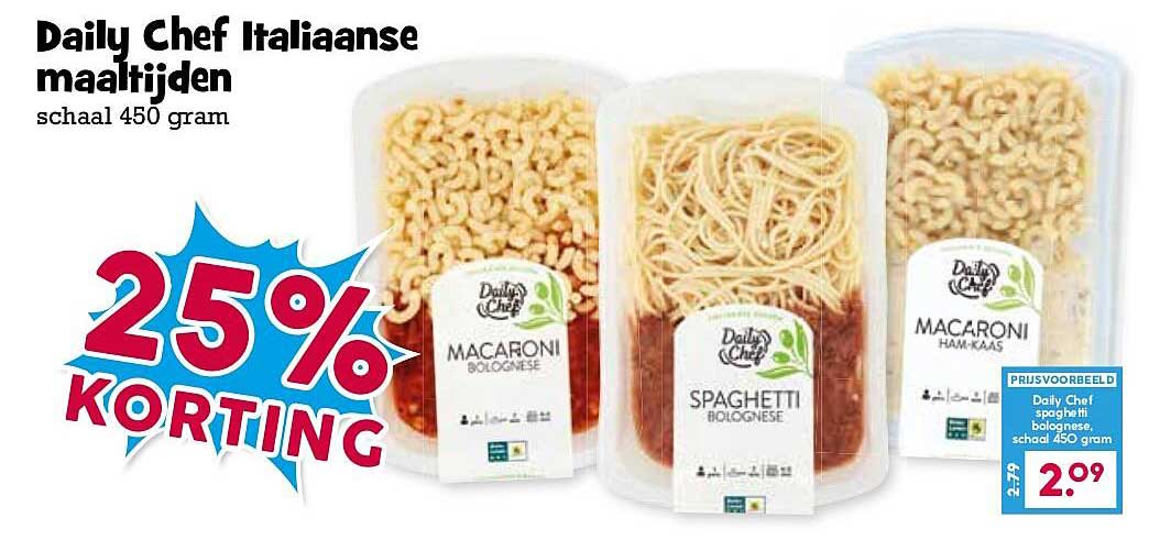 Daily Chef Italiaanse maaltijden schaal 450 gram 25% korting