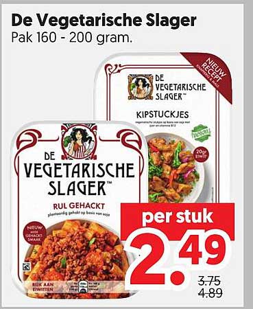 De Vegetarische Slager Pak 160 - 200 gram.