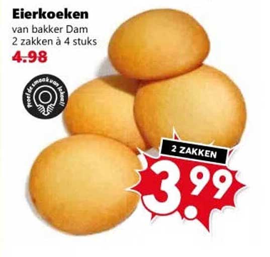 Eierkoeken van bakker Dam 2 zakken à 4 stuks