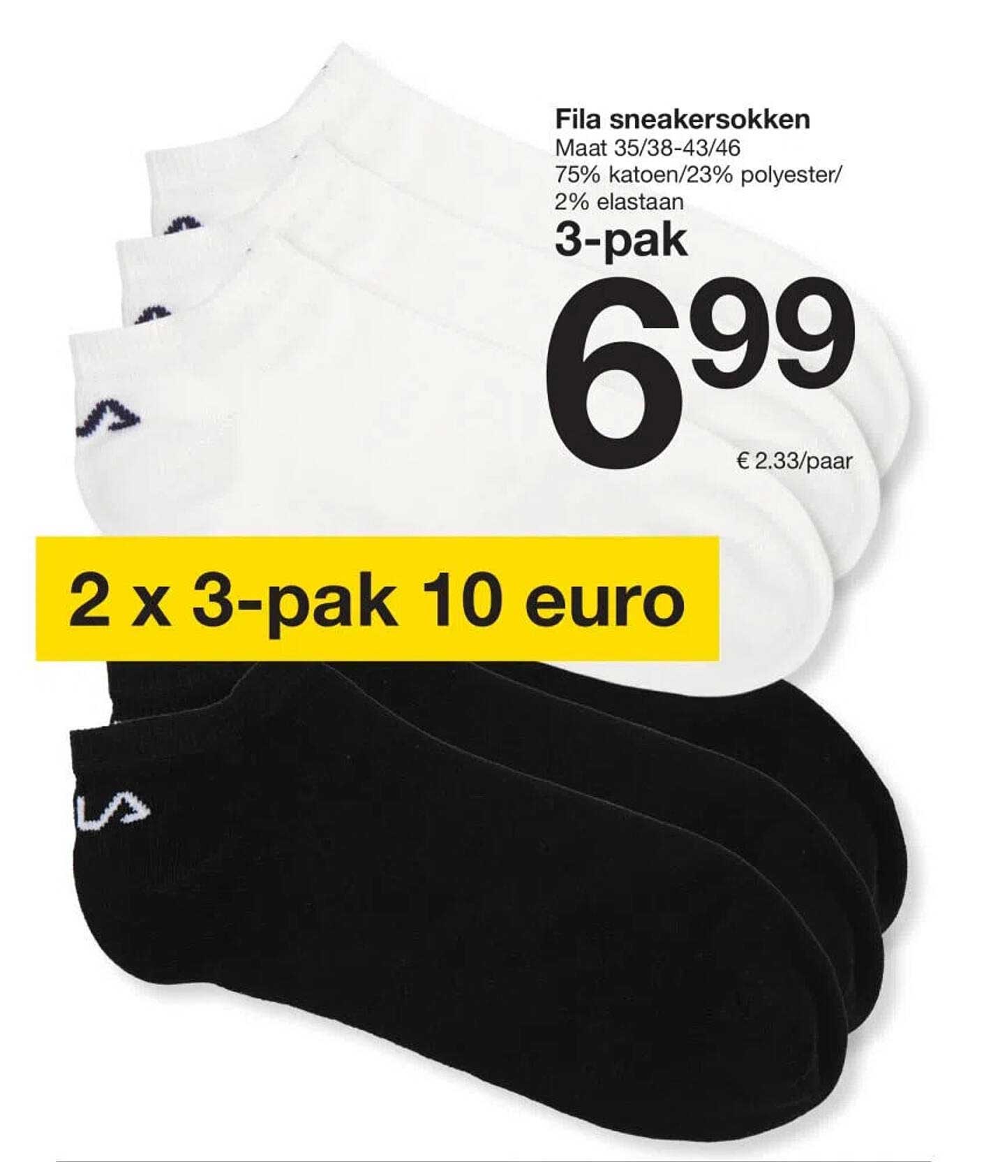 Fila sneakersokken 3-pack 2 x 3-pak 10 euro