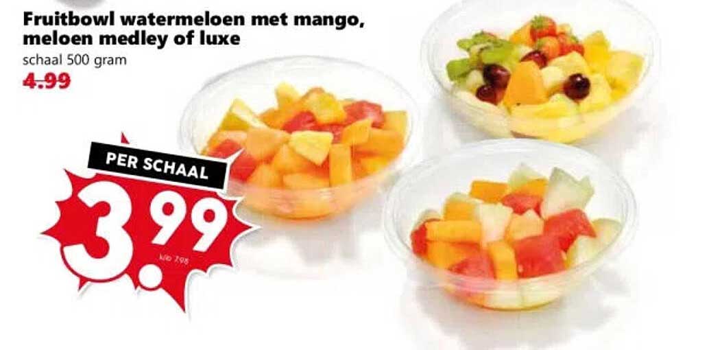 Fruitbowl watermeloen met mango, meloen medley of luxe