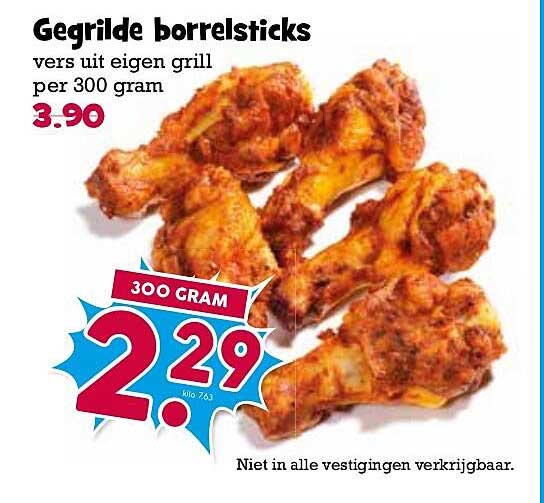 Gegrilde borrelsticks vers uit eigen grill per 300 gram