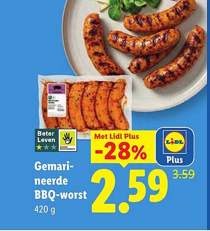Gemarineerde BBQ-worst 420 g -28%